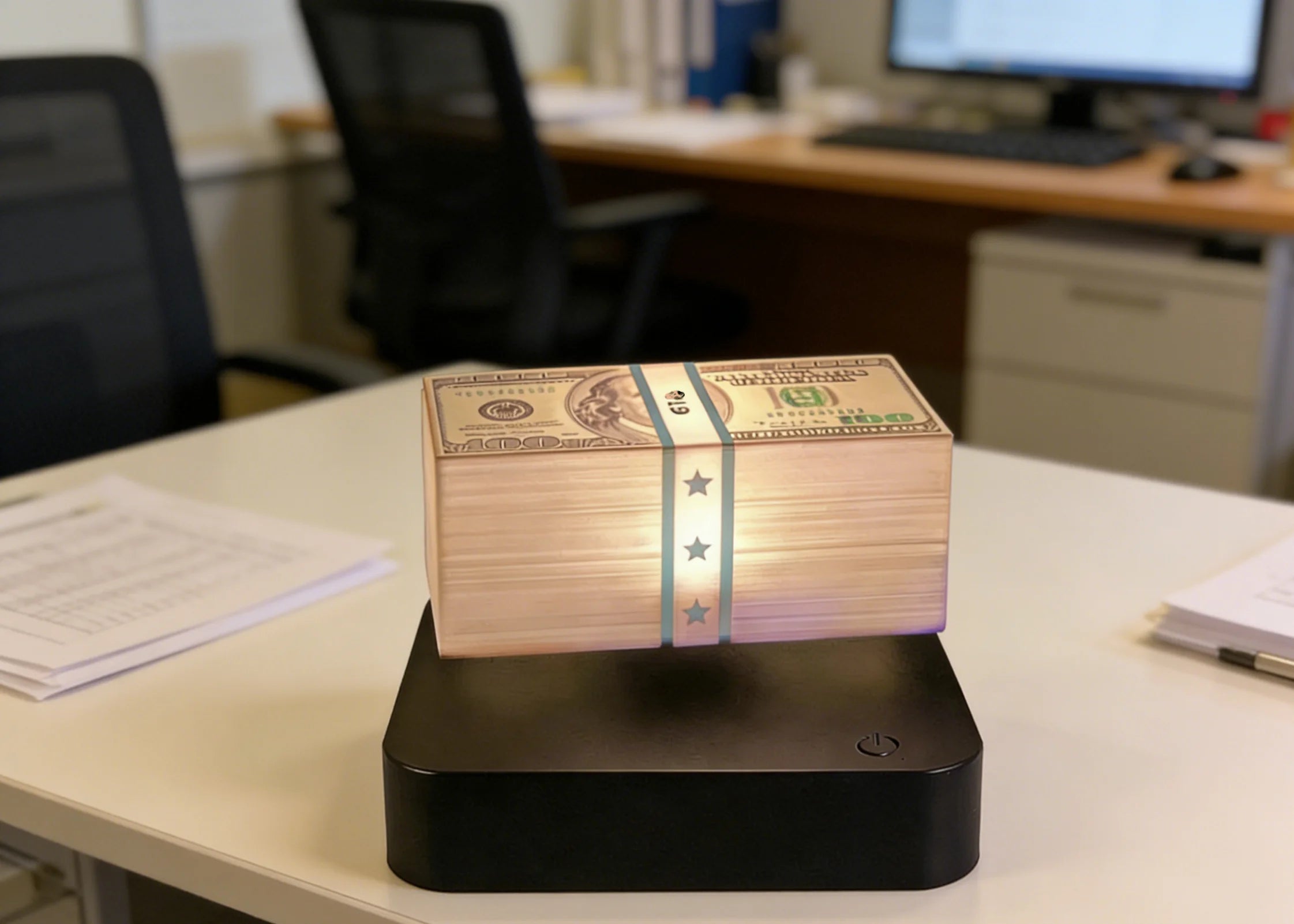 Magnetic Levitation Dollar Lamp, Game Floating Money LED Night Light,Bedside Lamp,Decoration Gift