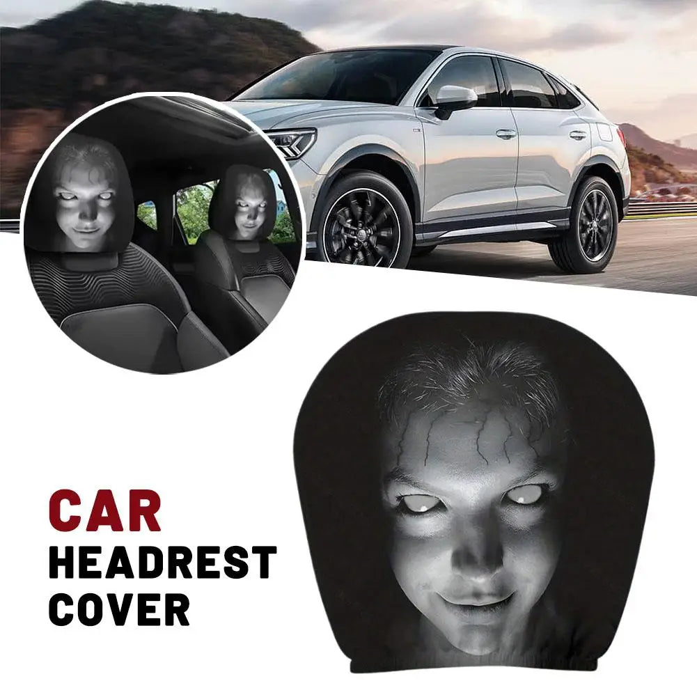 Halloween Horror Face Car Headrest Covers - 2 Pack Skull Seat Cover for Cars.