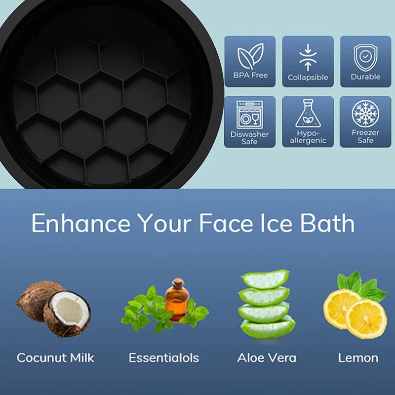 Viral Tiktok Ice Facial Bowl For face - Ice Bath Skincare, Depuff, tighten Pores, Reduce Acne, Glow up, Foldable Silicone Bowl