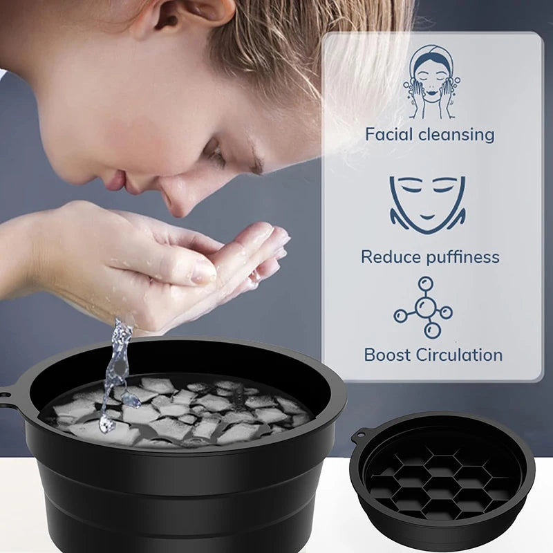 Viral Tiktok Ice Facial Bowl For face - Ice Bath Skincare, Depuff, tighten Pores, Reduce Acne, Glow up, Foldable Silicone Bowl